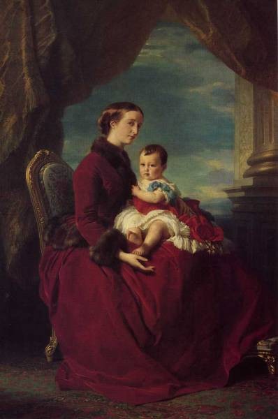 The Empress Eugenie Holding Louis Napoleon the Prince Imperial on her Knees 1857